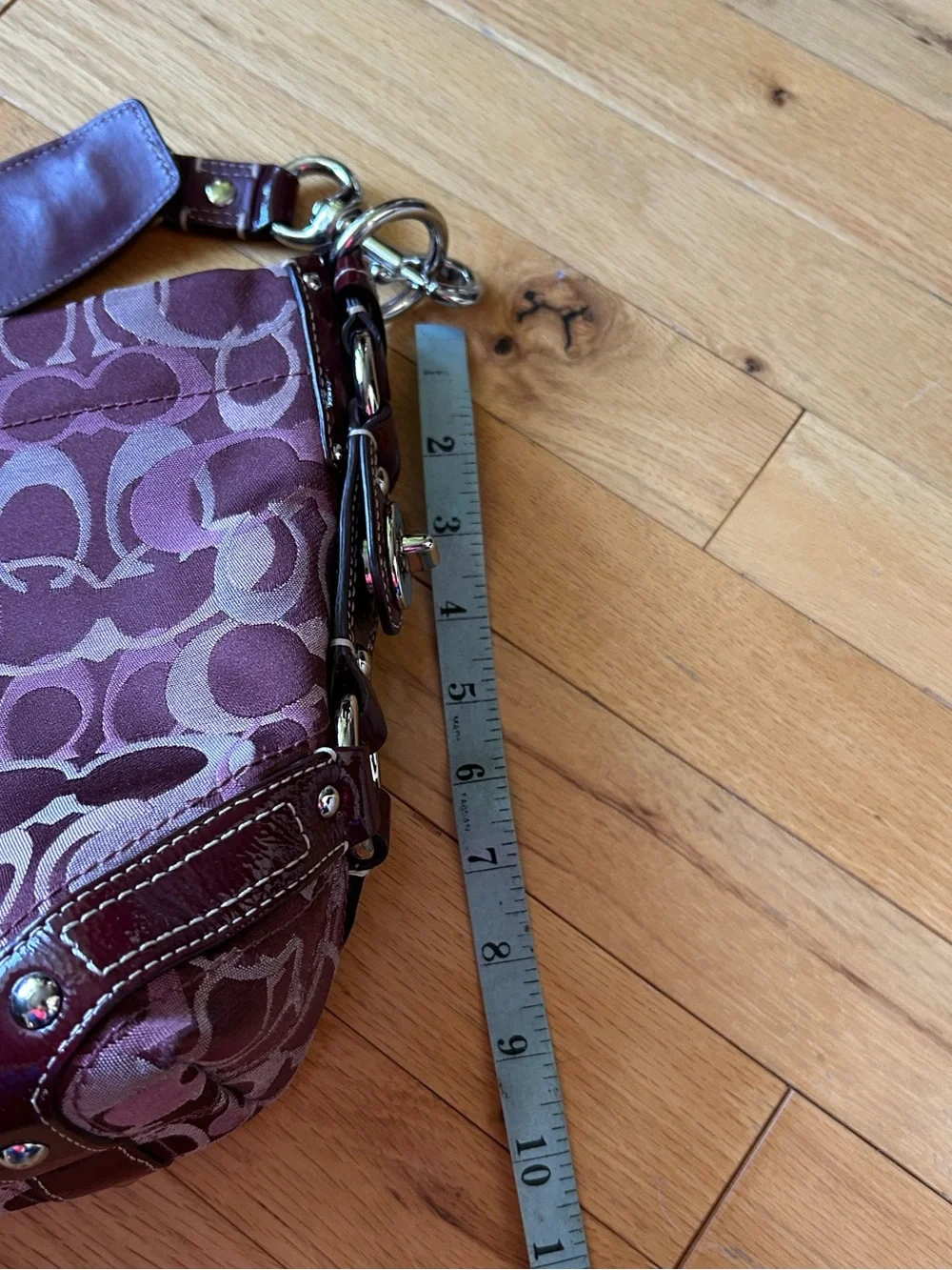 Coach Plum Logo Jacquard Shoulder Bag